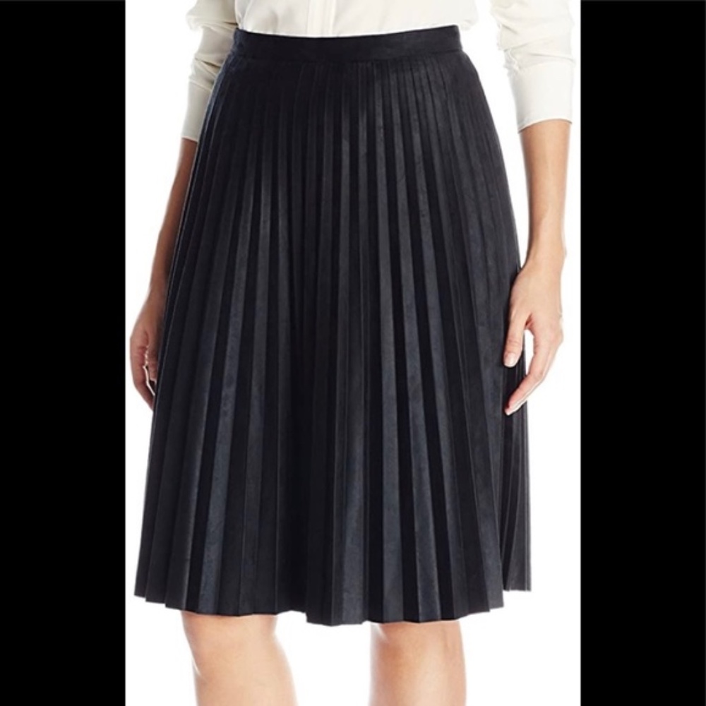 Calvin Klein Faux Suede Pleated Skirt